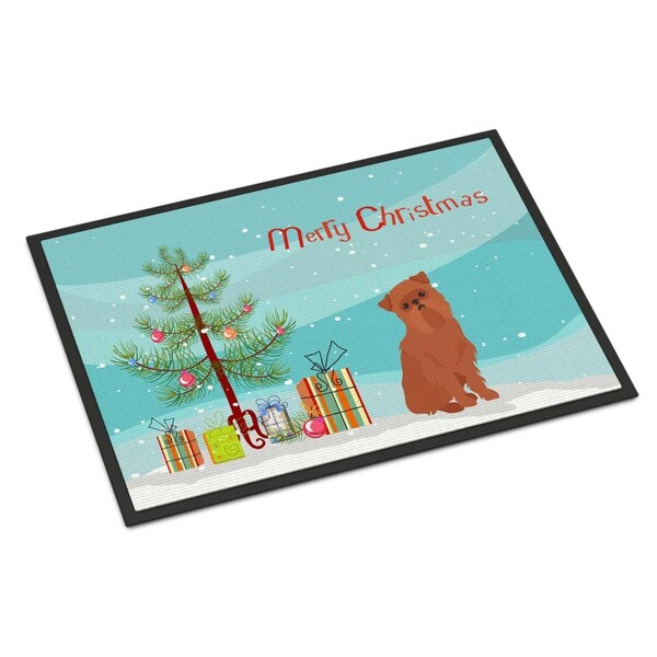 Carolines Treasures 18 x 27 in. Brussels Griffon Christmas Tree Indoor or Outdoor Mat CK3494MAT - main